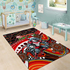 Merry Christmas Dolphins Area Rug Aboriginal Santa Rugby Mascot - Redcliffe