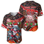 Merry Christmas Dolphins Baseball Jersey Aboriginal Santa Rugby Mascot - Redcliffe