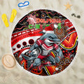 Merry Christmas Dolphins Beach Blanket Aboriginal Santa Rugby Mascot - Redcliffe