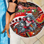 Merry Christmas Dolphins Beach Blanket Aboriginal Santa Rugby Mascot - Redcliffe