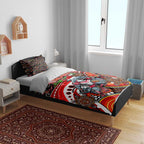 Merry Christmas Dolphins Bedding Set Aboriginal Santa Rugby Mascot - Redcliffe