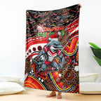 Merry Christmas Dolphins Blanket Aboriginal Santa Rugby Mascot - Redcliffe