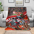 Merry Christmas Dolphins Blanket Aboriginal Santa Rugby Mascot - Redcliffe