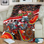 Merry Christmas Dolphins Blanket Aboriginal Santa Rugby Mascot - Redcliffe