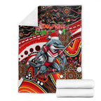 Merry Christmas Dolphins Blanket Aboriginal Santa Rugby Mascot - Redcliffe