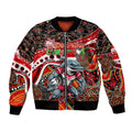 Merry Christmas Dolphins Bomber Jacket Aboriginal Santa Rugby Mascot - Redcliffe