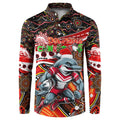 Merry Christmas Dolphins Button Sweatshirt Aboriginal Santa Rugby Mascot - Redcliffe