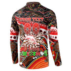 Merry Christmas Dolphins Button Sweatshirt Aboriginal Santa Rugby Mascot - Redcliffe