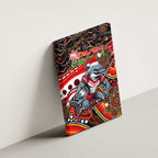 Merry Christmas Dolphins Canvas Wall Art Aboriginal Santa Rugby Mascot - Redcliffe