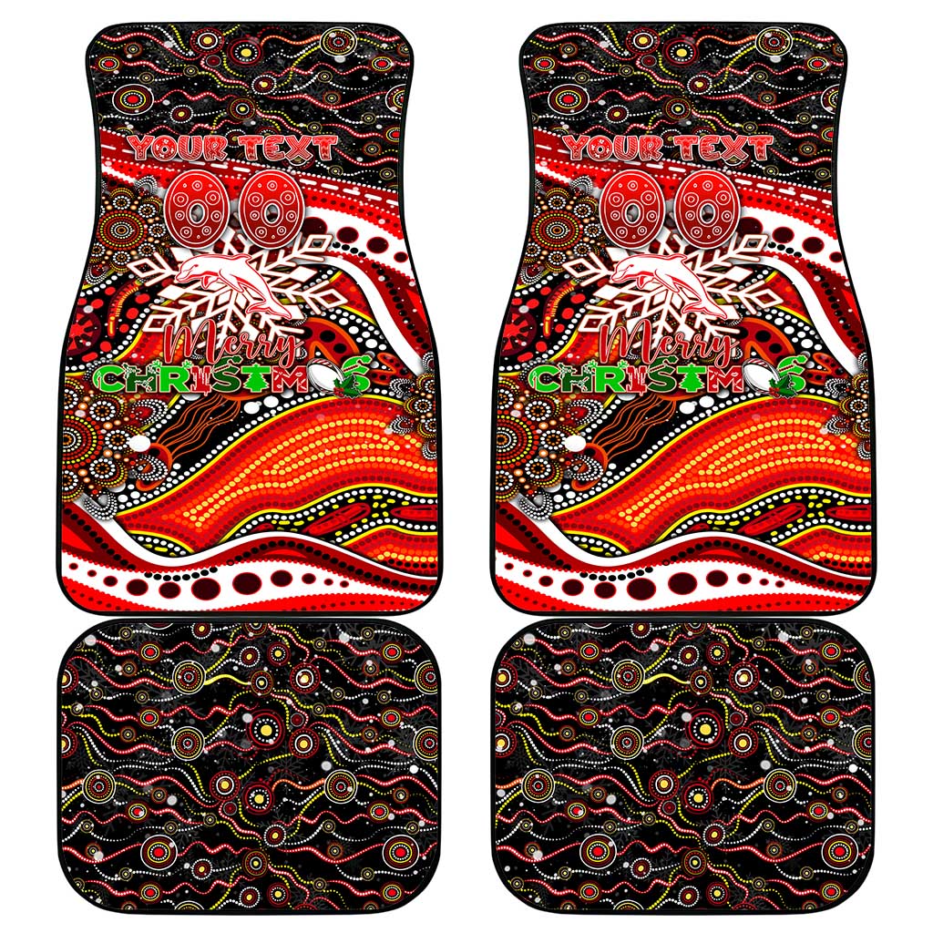 Merry Christmas Dolphins Car Mats Aboriginal Santa Rugby Mascot - Redcliffe