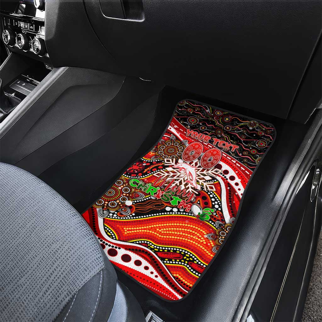 Merry Christmas Dolphins Car Mats Aboriginal Santa Rugby Mascot - Redcliffe