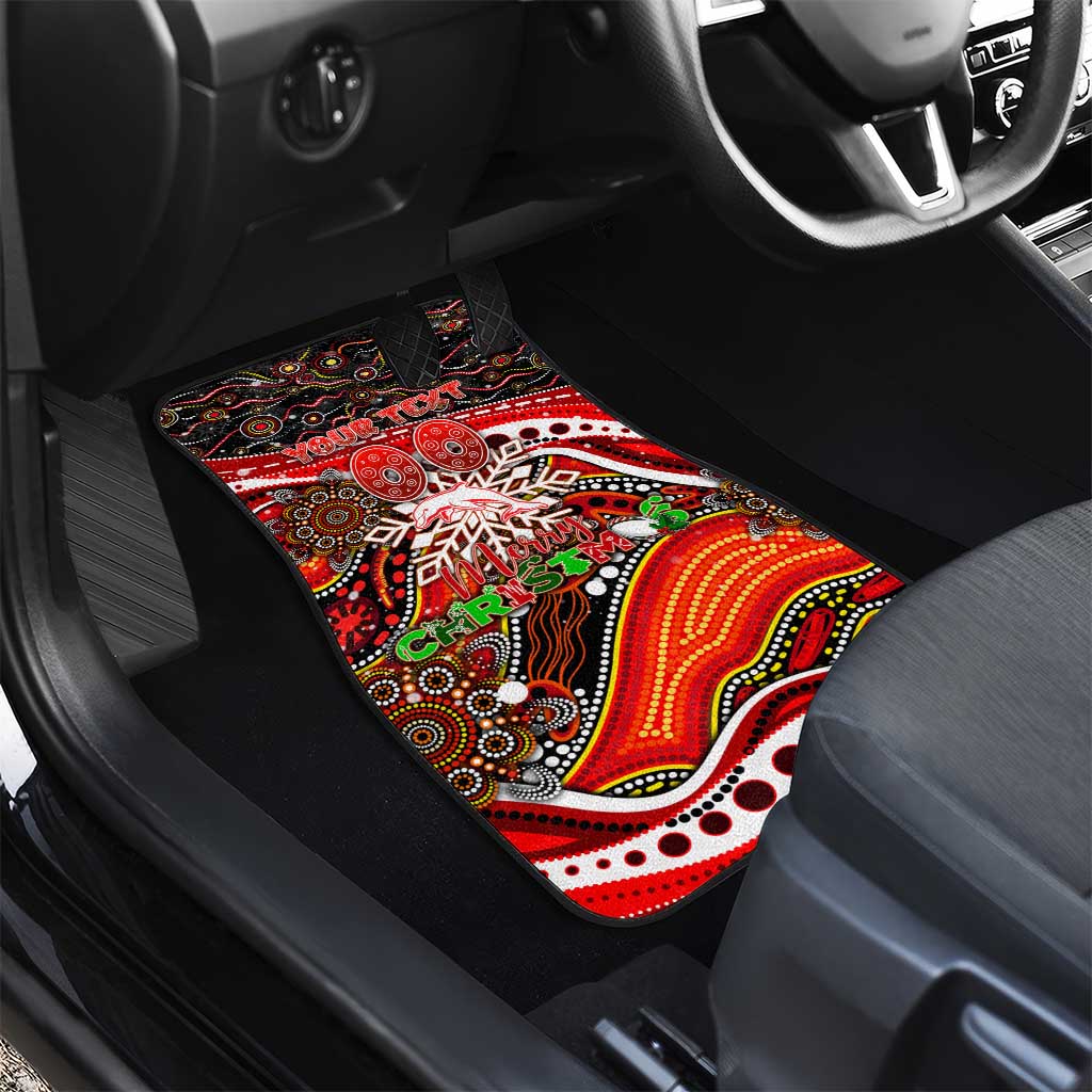 Merry Christmas Dolphins Car Mats Aboriginal Santa Rugby Mascot - Redcliffe