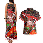 Merry Christmas Dolphins Couples Matching Tank Maxi Dress and Hawaiian Shirt Aboriginal Santa Rugby Mascot - Redcliffe