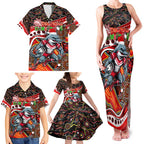 Merry Christmas Dolphins Family Matching Tank Maxi Dress and Hawaiian Shirt Aboriginal Santa Rugby Mascot - Redcliffe