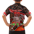 Merry Christmas Dolphins Family Matching Tank Maxi Dress and Hawaiian Shirt Aboriginal Santa Rugby Mascot - Redcliffe