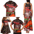 Merry Christmas Dolphins Family Matching Tank Maxi Dress and Hawaiian Shirt Aboriginal Santa Rugby Mascot - Redcliffe
