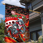Merry Christmas Dolphins Garden Flag Aboriginal Santa Rugby Mascot - Redcliffe