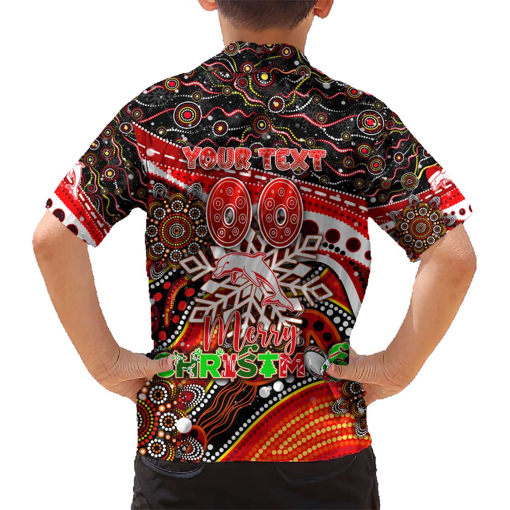 Merry Christmas Dolphins Hawaiian Shirt Aboriginal Santa Rugby Mascot - Redcliffe