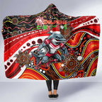 Merry Christmas Dolphins Hooded Blanket Aboriginal Santa Rugby Mascot - Redcliffe