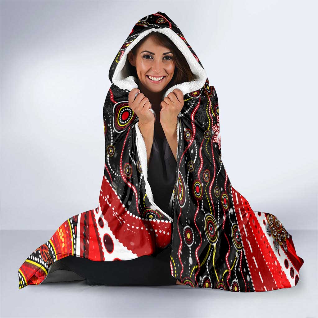 Merry Christmas Dolphins Hooded Blanket Aboriginal Santa Rugby Mascot - Redcliffe
