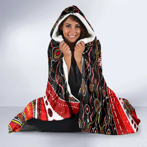 Merry Christmas Dolphins Hooded Blanket Aboriginal Santa Rugby Mascot - Redcliffe