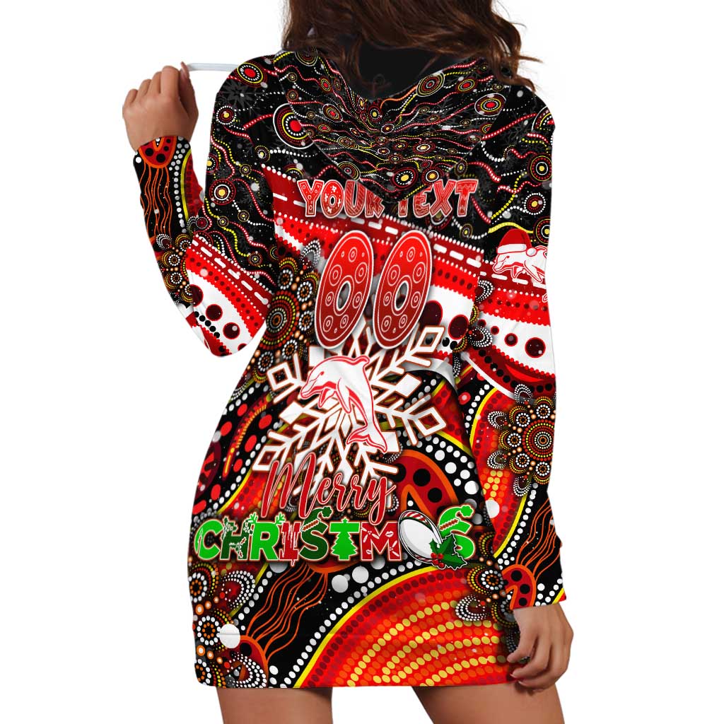 Merry Christmas Dolphins Hoodie Dress Aboriginal Santa Rugby Mascot - Redcliffe