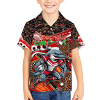 Merry Christmas Dolphins Kid Hawaiian Shirt Aboriginal Santa Rugby Mascot - Redcliffe