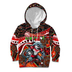 Merry Christmas Dolphins Kid Hoodie Aboriginal Santa Rugby Mascot - Redcliffe