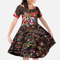 Merry Christmas Dolphins Kid Short Sleeve Dress Aboriginal Santa Rugby Mascot - Redcliffe