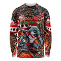 Merry Christmas Dolphins Long Sleeve Shirt Aboriginal Santa Rugby Mascot - Redcliffe