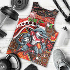 Merry Christmas Dolphins Men Tank Top Aboriginal Santa Rugby Mascot - Redcliffe
