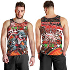 Merry Christmas Dolphins Men Tank Top Aboriginal Santa Rugby Mascot - Redcliffe