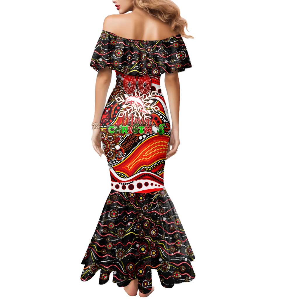 Merry Christmas Dolphins Mermaid Dress Aboriginal Santa Rugby Mascot - Redcliffe