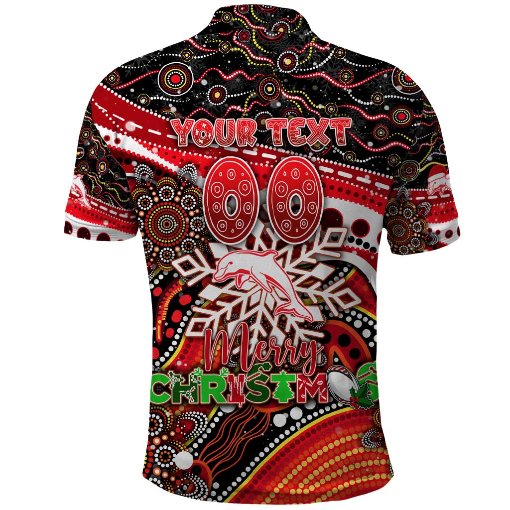 Merry Christmas Dolphins Polo Shirt Aboriginal Santa Rugby Mascot - Redcliffe