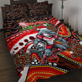 Merry Christmas Dolphins Quilt Bed Set Aboriginal Santa Rugby Mascot - Redcliffe