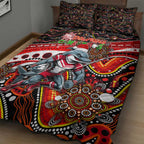Merry Christmas Dolphins Quilt Bed Set Aboriginal Santa Rugby Mascot - Redcliffe