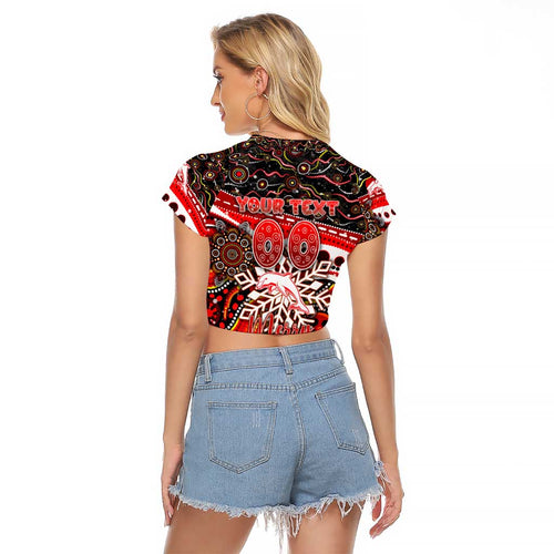 Merry Christmas Dolphins Raglan Cropped T Shirt Aboriginal Santa Rugby Mascot - Redcliffe