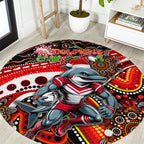 Merry Christmas Dolphins Round Carpet Aboriginal Santa Rugby Mascot - Redcliffe