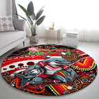 Merry Christmas Dolphins Round Carpet Aboriginal Santa Rugby Mascot - Redcliffe