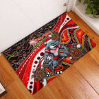 Merry Christmas Dolphins Rubber Doormat Aboriginal Santa Rugby Mascot - Redcliffe