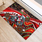 Merry Christmas Dolphins Rubber Doormat Aboriginal Santa Rugby Mascot - Redcliffe