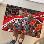 Merry Christmas Dolphins Rubber Doormat Aboriginal Santa Rugby Mascot - Redcliffe