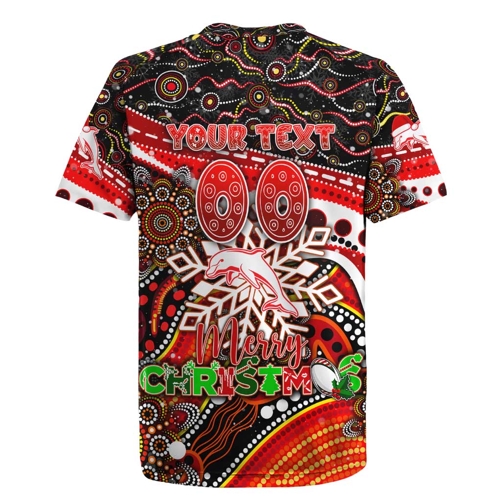 Merry Christmas Dolphins Rugby Jersey Aboriginal Santa Rugby Mascot - Redcliffe
