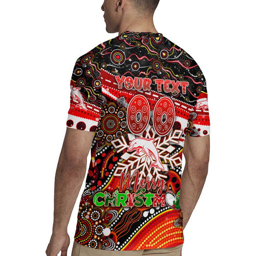 Merry Christmas Dolphins Rugby Jersey Aboriginal Santa Rugby Mascot - Redcliffe