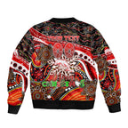 Merry Christmas Dolphins Sleeve Zip Bomber Jacket Aboriginal Santa Rugby Mascot - Redcliffe