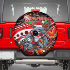 Merry Christmas Dolphins Spare Tire Cover Aboriginal Santa Rugby Mascot - Redcliffe