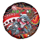 Merry Christmas Dolphins Spare Tire Cover Aboriginal Santa Rugby Mascot - Redcliffe