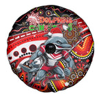 Merry Christmas Dolphins Spare Tire Cover Aboriginal Santa Rugby Mascot - Redcliffe