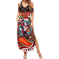 Merry Christmas Dolphins Summer Maxi Dress Aboriginal Santa Rugby Mascot - Redcliffe