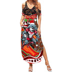 Merry Christmas Dolphins Summer Maxi Dress Aboriginal Santa Rugby Mascot - Redcliffe